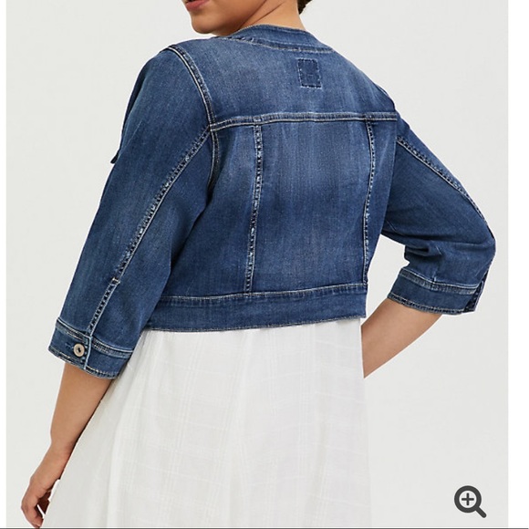 NWT torrid size 3 collarless cropped denim jacket - Picture 4 of 11